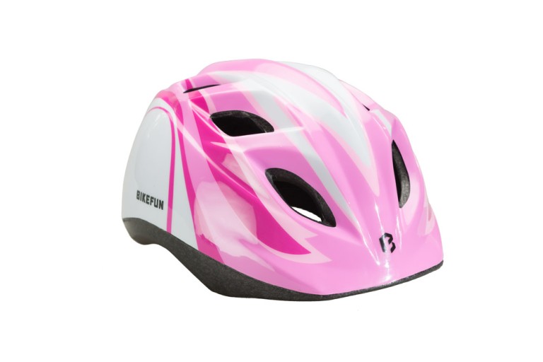 Fejvédő BIKEFUN JUNIOR S pink/fehér 48-52 cm