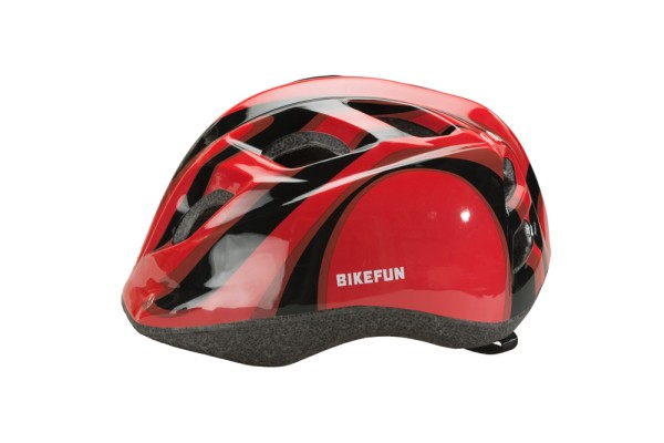 Fejvédő BIKEFUN JUNIOR S piros/fehé 48-52 cm