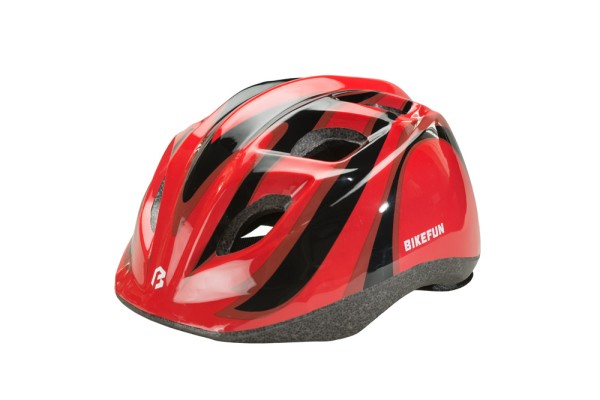 Fejvédő BIKEFUN JUNIOR S piros/fehé 48-52 cm